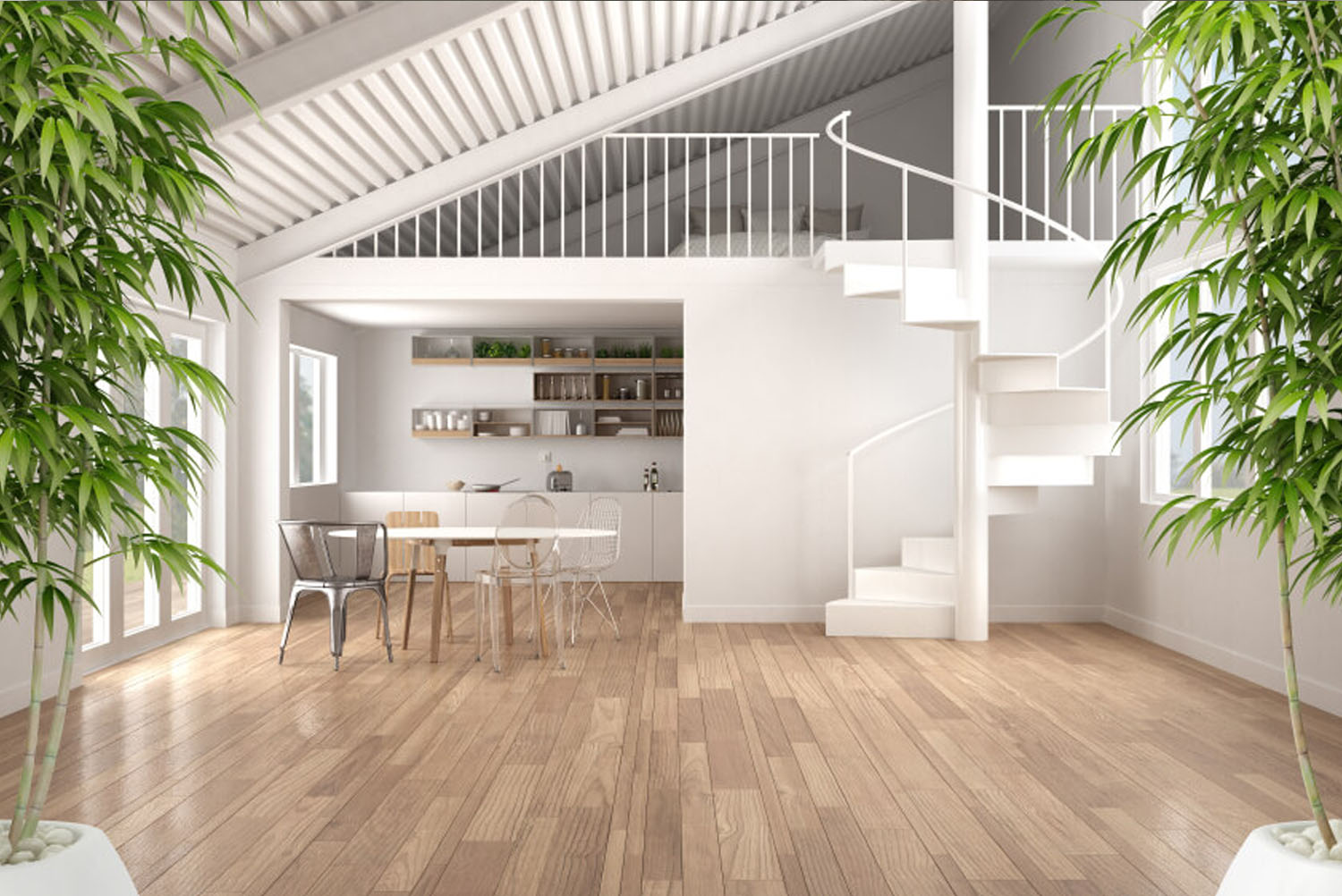 rendering di una sala da pranzo moderna