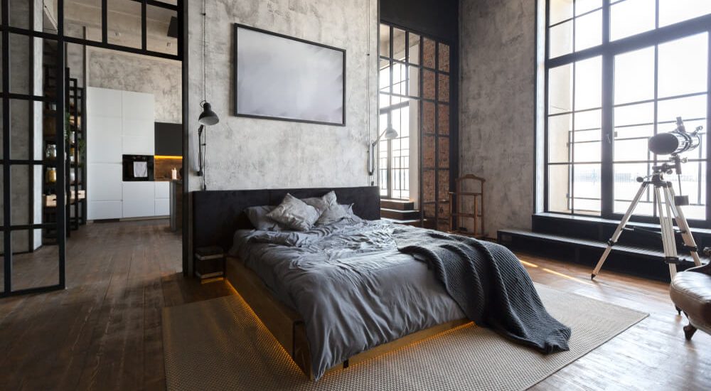 loft con camera da letto moderna